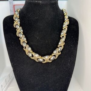 Gold and Silver Beaded Necklace with a unique design - Chunky and Bold